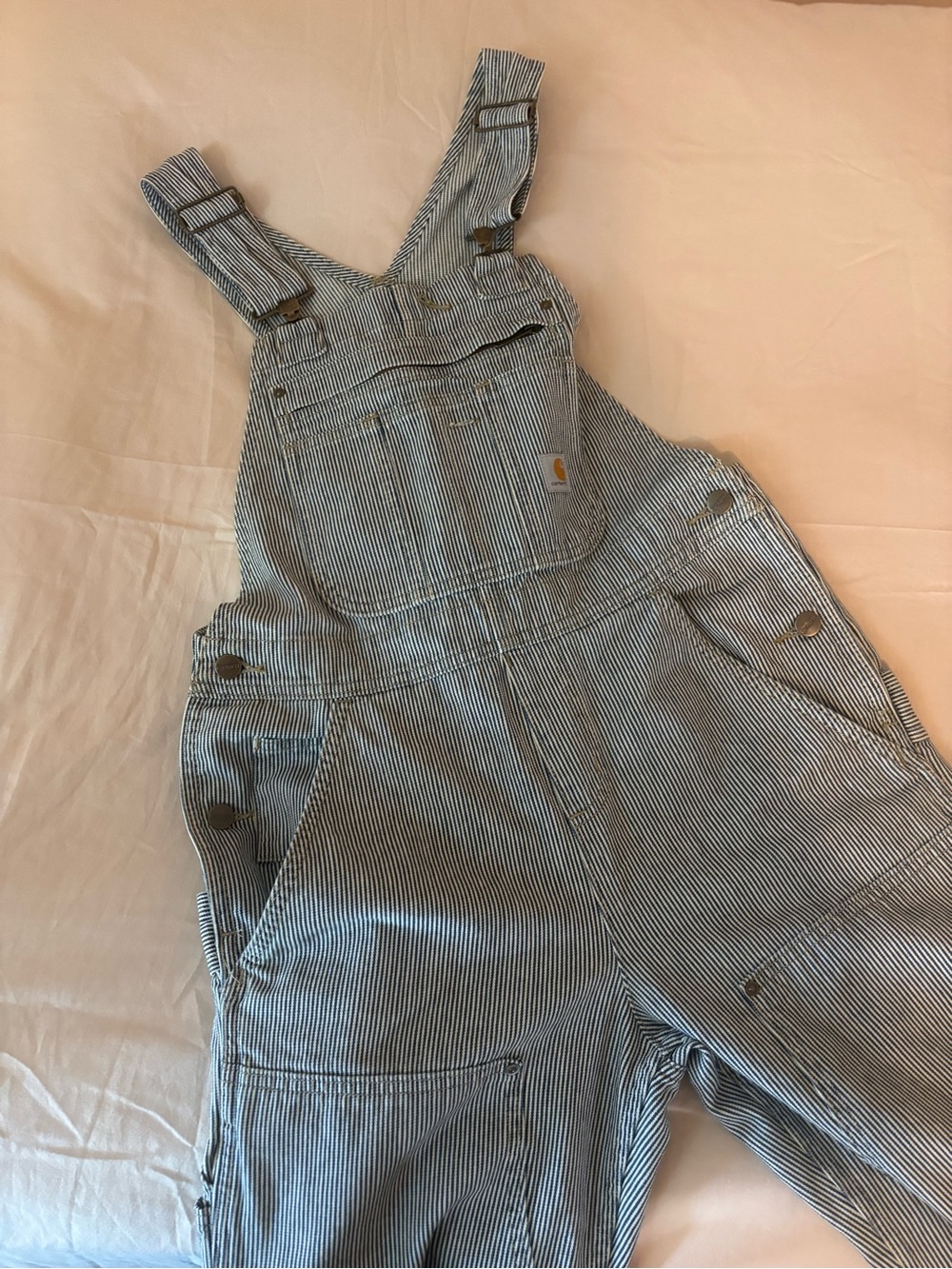 Carhartt Herringbone Striped Bib Overalls - Navy/White